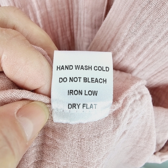 MABLE Pink Cotton Gauzy Flutter Sleeve Midi Dress, size Large - Picture 7 of 7